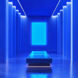 蓝色科技感空旷展示空间