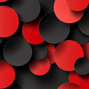 红黑圆形立体几何背景图