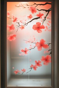 粉色樱花玻璃艺术装饰画