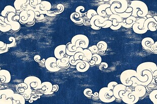 中式蓝底祥云纹理图案