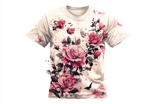花卉印花白色T恤