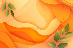 橙黄渐变背景配清新绿叶