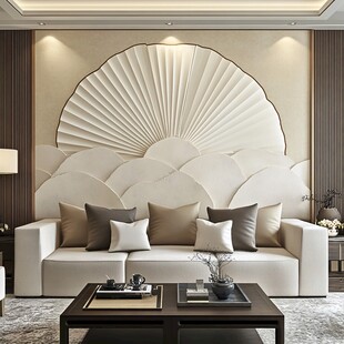 新中式扇形背景墙客厅设计