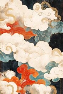 中式古风多彩祥云图案