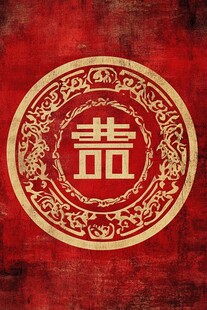 中式红色寿字传统纹饰