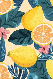 柠檬花卉图案背景图