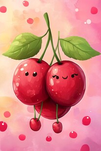 可爱樱桃双果插画