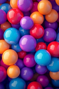 多彩圆球堆叠的视觉盛宴