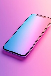 梦幻粉紫背景下的智能手机