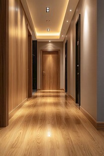 现代简约风木质走廊空间