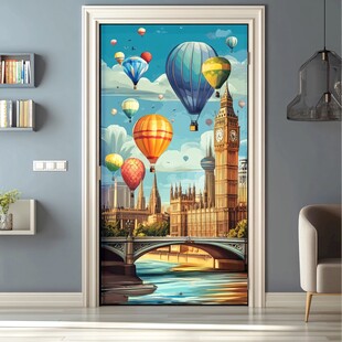 伦敦风景与缤纷热气球画面