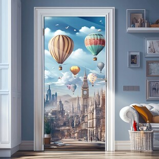 梦幻热气球飞越城市之门