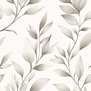 银叶植物图案无缝背景图