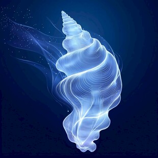 梦幻蓝光海螺艺术插画