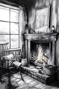 复古温馨的壁炉旁休憩角落