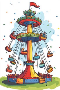 欢乐旋转飞椅游乐园场景