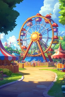 梦幻游乐园中的巨型摩天轮