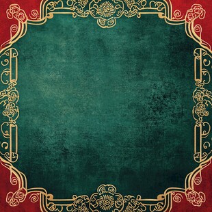 复古红绿金边框背景图