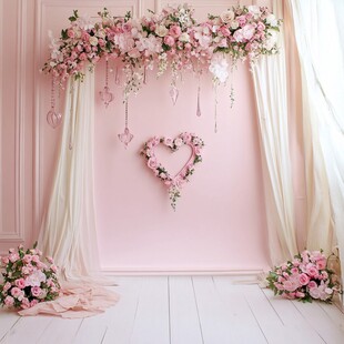 浪漫粉色花卉装饰场景