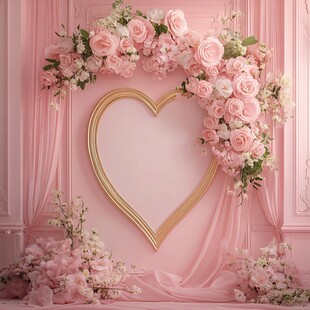 粉色心形花饰浪漫背景