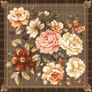 复古花卉图案装饰画