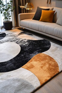 现代简约风客厅几何图案地毯