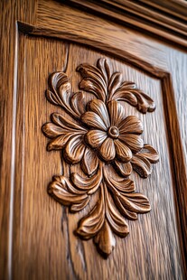 实木雕花柜门细节特写