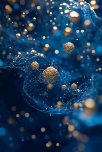 梦幻蓝金粒子流动背景图