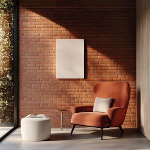 砖墙面旁的舒适休闲角落