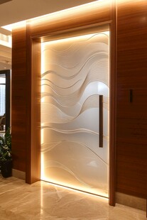 现代简约风发光艺术玻璃门