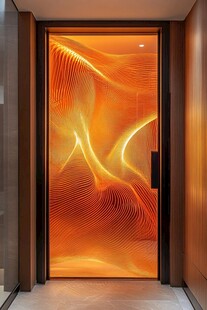 绚丽橙光艺术玻璃门