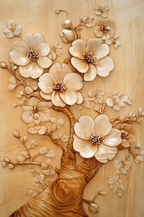 木雕花卉艺术作品展示