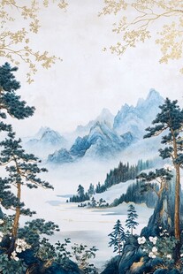 水墨山水间的静谧松林