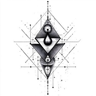 几何神秘图腾黑白艺术图案