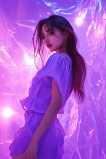 梦幻紫调下的优雅少女