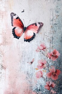 蝴蝶伴花的梦幻艺术图景