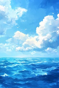 蔚蓝大海与梦幻天空美景