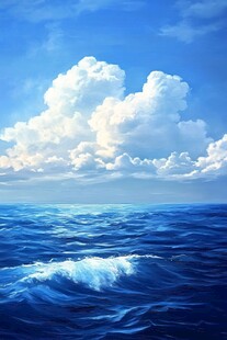 蔚蓝大海上的壮丽云朵