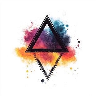 彩色泼墨三角艺术图形