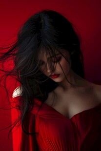 红衣女子的优雅魅力