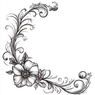 花卉藤蔓装饰角隅图案