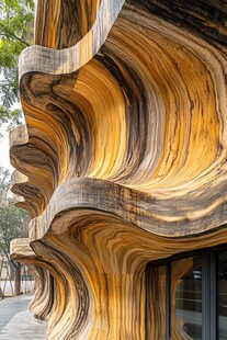 波浪形木质建筑外观设计