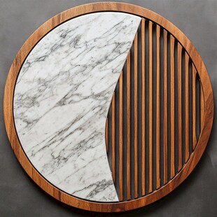 圆形木石拼接装饰盘