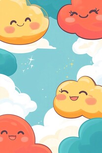 可爱笑脸云朵的梦幻天空