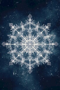梦幻雪花在星空背景绽放