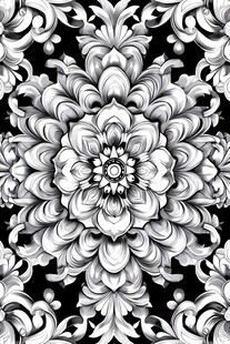 黑白花卉几何图案纹理