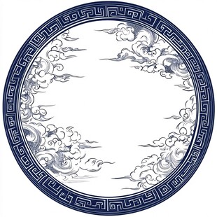 中式云纹圆形传统装饰图案