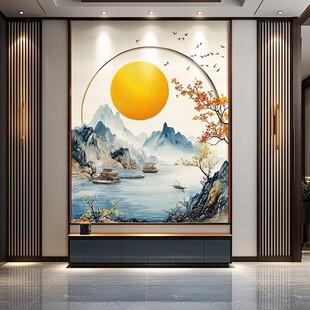 中式山水玄关装饰画意境美