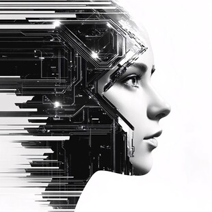 科技融合人脸的未来形象