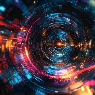 未来科技感的环形光影世界